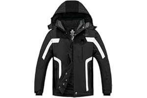 Wantdo Chaqueta de Esquí Montaña Impermeable Chaqueta Cálida Aislada con Vellón Parka con Capucha de Nieve Invierno Abrigo para Exteriores Snowboard para Hombre