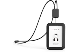 SANTLET Porta Badge da Collo Premium Retrattile con Cordino, Fibbia di Sicurezza, Porta Tessere ID Verticale in Morbido Silicone per Personale d'ufficio, Dipendenti (Nero)