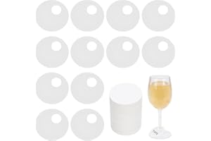 FINGERINSPIRE 150PCS Etichette di Carta Rotonde per Bevande 50mm vuote USA e Getta per Bicchieri da Bere Etichette di Carta Bianca USA e Getta per Vino Etichette per Bicchieri da Vino Etichette