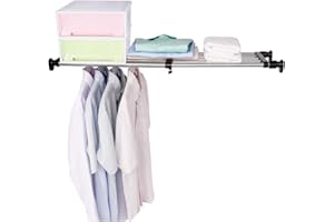 BAOYOUNI 2 Pezzi Scaffale Telescopico per Armadio Mensola Estensibile Ripiano Divisori per Scaffali Regolabile Separatore Organizzare per Guardaroba Camera da Letto Bagno Cucina Adjustable 60-100cm