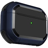 Minesk Airpods 4 ile Uyumlu Armor Serisi Darbelere Karşı Ultra G&uuml;&ccedil;l&uuml; Koruma Fiber Karbon Arka Tasarım Kılıfı (Lacivert, Airpo