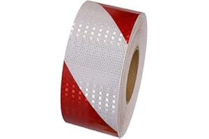 LCOUACEO Nastro Riflettente Adesivo, Nastro Catarifrangente Adesivo 20m x 5cm Cartelli Stradali Nastro Sicurezza Warning Strisce Rosso Bianco Adesivo Nastro