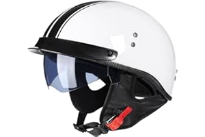 RMBDD Retro Motorrad Halbhelme Motorradhelm für Herren und Damen DOT/ECE-Zertifizierung Jethelm Mit Visier Halbschalenhelm Braincap für Bike Cruiser Chopper Moped Scooter Offenem Helm