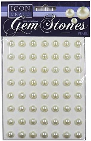 Icon Craft Pearl Gem Stones 10mm, Self Adhesive - White, Pack of 56