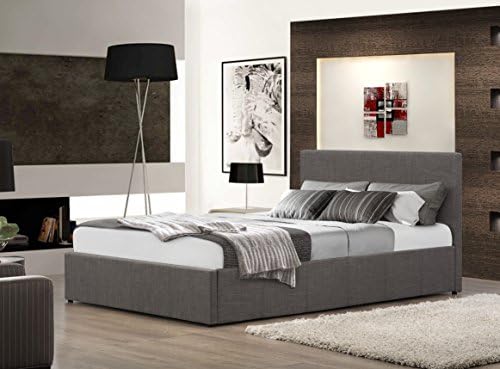 FurnitureDepot1 Stylish 5ft King Size Grey Fabric Ottoman Bed with 25cm Memory Foam Mattress FTA