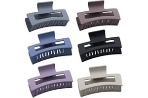 Fezf 6 Piezas 8.5 cm Clips Hebillas de Pelo, Pinzas Grandes Hair Claw con Resorte Fuerte para Pelo Abundante Largo Grueso Fino Rizado Diseño Antideslisante Clásico(A)