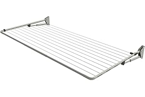 HILL'S Hills Étendoir à Linge à Cadre Pliable Simple | Étendoir à Linge d'extérieur | Fixation Murale | Rétractable, Dure Toute Une Vie – Espace de séchage de 26 mètres, 2,2 x 1,3 mètres – Blanc Surf Mist