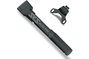 SKS GERMANY INJEX PRO Mini Pump (Bicycle Pump for On the Go, Ergonomic T-Handle, Optimised Handling, Space-Saving Attachment, MV Easy Head for All Valves), Black