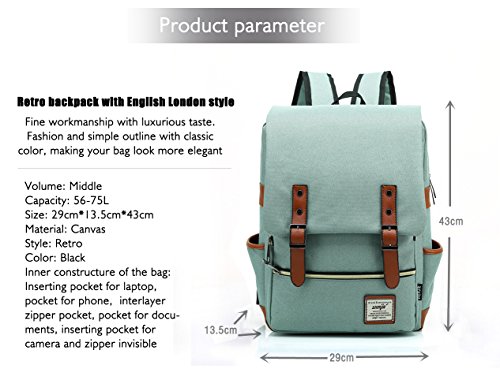 EssVita Vintage Rucksack Herren Damen Unisex School Student Oxford Laptop Rucksack Retro Rucksäcke Schulrucksack - 2