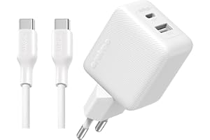 Oraimo 20W USB-C Wall Charger Kit with Type-C Cable EU Plug - White | Features 20W PD & QC 3.0 fast charging, dual-port output, included Type-C cable, and a compact travel EU plug.