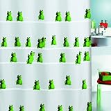 Spirella colección Quack, Cortina de Ducha Textil 180 x 200, 100% Polyester, Verde, poliéster