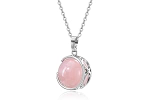 Jovivi Amethyst/Rosenquarz/Bergkristall Kugel Anhänger Halskette Heilstein Kette Echt Kristall Pendant Glückskette Edelstein Schmuck