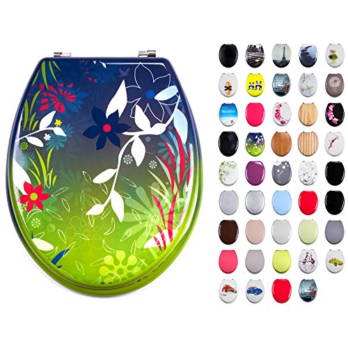 MSV WC Sitz Toilettendeckel MDF Holzkern „Langkawi“ Scharniere aus Edelstahl - hochwertige und stabile Qualität