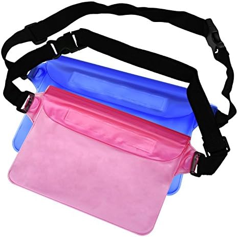 HOGAR AMO 2 Packs Waterproof Pouch with Waist Strap for Beach, Swimming, Boating, Fishing, Camping