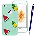 Produktbild Yokata iPhone SE / iPhone 5 / iPhone 5s Hülle Soft Cute Flexible Silikon Niedlich Clear Ultra Dünn Schlank Schön Handyhülle Premium Kratzfest 3D TPU Schutzhülle für iPhone SE / iPhone 5 / iPhone 5s (4 Zoll) Case Cover + 1 x Kapazitive Feder - Melone und Ananas Grün