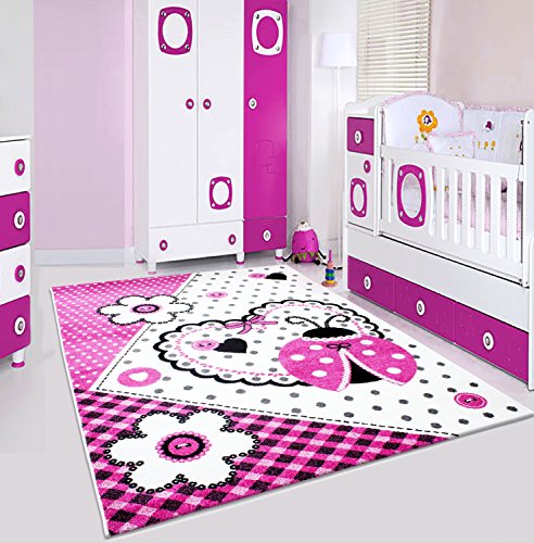 Preisvergleich Produktbild Kinder Teppiche_Wohnzimmer, Gästezimmer, Jugenzimmer Teppiche_HAPPY1801PINK_Spielteppich, Maße:80x150 cm