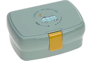 LÄSSIG Kinder Lunchbox Brotdose mit herausnehmbarer Unterteilung, BPA-frei/Adventure Bus, mint