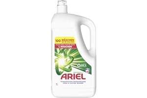 Ariel Detersivo liquido, 100 lavaggi, universale +, potente rimozione delle macchie già dal primo lavaggio