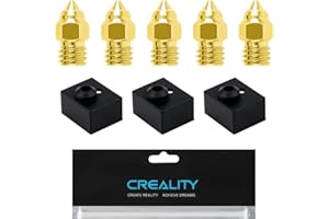 CREALITY 3D Creality Officiel Lot de 5 buses d'imprimante 3D en laiton 0,4 mm avec 3 coques en silicone de bloc chauffant d'extrudeuse Sprite d'origine, pour Ender-3 S1/3 S1 Pro/3 S1 Plus CR-10 Smart Pro