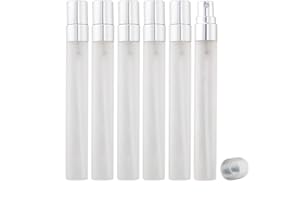 Enslz Mini Flaconi Spray Satinati da 10 ml, Ricaricabili, per Profumo, Nebulizzatore, in Vetro, per Viaggi, 10 Pezzi (Argento)