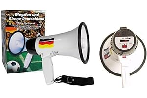 Luna24 simply great ideas... Fan-Megafon/Sirene im Deutschland-Design, 14x14x22 cm, bis 100 Mtr. Reichweite, einklappbar und mit Tragegurt