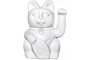 DIMINUTO CIELO Gato de la Suerte chino - Lucky Cat - Maneki Neko. BLANCO, L (12x9x18cm)