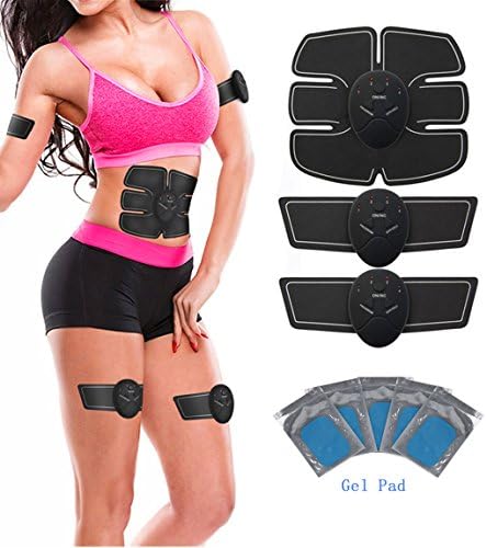 Abdomen/Arm/Leg Training For Men Women Muscle Toner EMS Abs Trainer Wireless Body Gym Workout Fitness Equipment Abdominal Toning Belt Plus 10 Gel Pads
