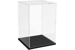 DuvinDD Vitrine en Acrylique pour Lego Chateau 42638 pour Lego Botanicals Orchidée 10343- Base Noire 25x25x35 cm - Protection Contre la Poussière pour Collectionneurs de Maquettes