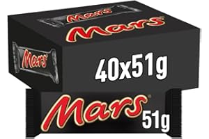 MARS - Barres Chocolat au Lait, Nougat & Caramel - Grand format - 40 barres chocolatées individuelles de 51g