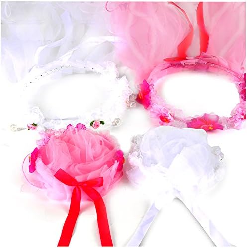 Girls Headband Veil and Communion Veil with Headband: Best First Communion Veils - Ideal Floral Headpiece Veil And Flower Girl Veil - Perfect Headband Veil For Girls - Veil, Wreath, Headband in One