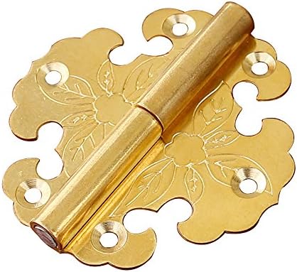 China Ming and Qing Dynasties Bronze Furniture Accessory Box Door and Wardrobe Door Removable Hinge Gold Color 6.3*6.2cm/2.5*2.44" 2PCS