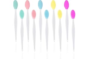 Lip Brush Tool,maxin 10 Pcs Double-Sided Lip Brushes Exfoliating Silicone Lip Scrub Brush Nose Lip Cleanser Facial Cleaning Tool for Smoother and Fuller Lip Appearance for Men Women