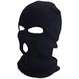 Winter Balaclava Ski Mask Warm Full Face Thermal Men 3 Hole Knit Face Mask for Outdoor Sports, Knitted SAS Style Army Hat Neck Warmer Paintball (Black)