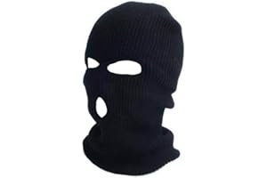 ASD ACCESSORIES Winter Balaclava Ski Mask Warm Full Face Thermal Men 3 Hole Knit Face Mask for Outdoor Sports, Knitted SAS Style Army Hat Neck Warmer Paintball (Black)
