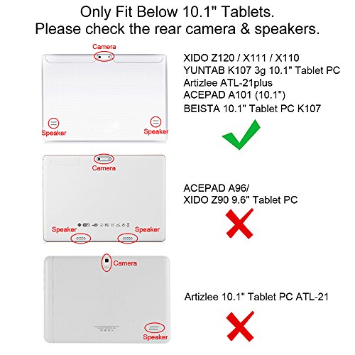Fintie Folio Kunstleder Hülle Tasche Schutzhülle für 10.1 Zoll Tablet PC Inklusive. XIDO Z120 / X111 / X110 10.1″ Tablet PC, YUNTAB Tablet 10.1 Zoll Tablet PC K107 / K17, BEISTA Tablet PC 10 Zoll, Artizlee 10.1″ Tablet PC ATL-21plus, ACEPAD A101 / A121 - 3