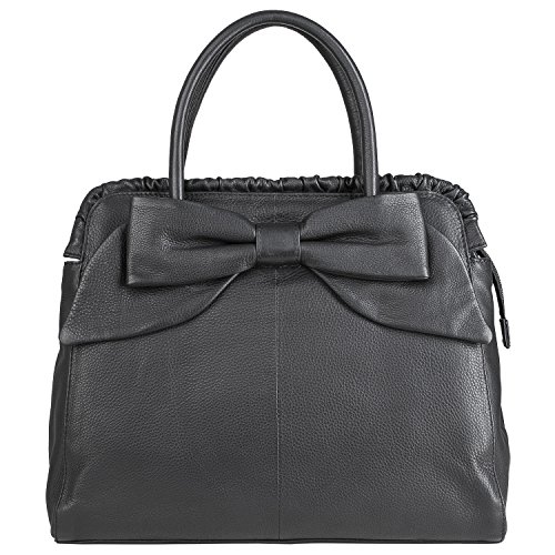 BACCINI® tote bag - woman top-handle bag MILANO with bow | handbag women´s bag black leather | PREMIUM-QUALITY