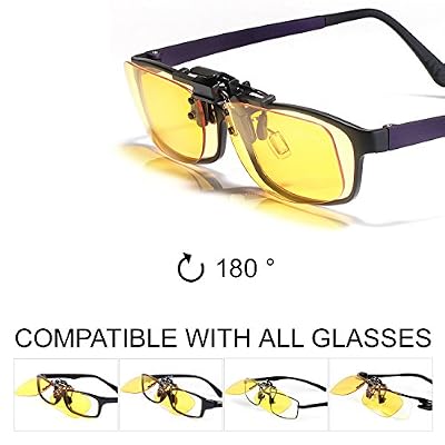 KLIM OTG Lunettes Clip On Filtre Lumière Bleue NOUVEAU - Haute Protection pour Écrans - Lunettes Gaming PC Mobile TV - Anti Fatigue Anti UV Anti Lumière Bleue