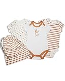 The Essential One - 3 Pack Baby Unisex Star Bodysuits Vests - Orange Beige - ESS141