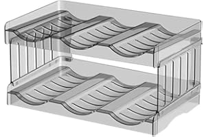 MUSTBEAU Flaschenregal Stapelbarer 2 PCS Bottle Organizer Schrank Wasser Flaschen Wein Flaschenhalter Regal Kunststoff Kühlschrank Aufbewahrung Durchsichtiger Weinregal Hält Ablage Ständer für Küchenar Büro