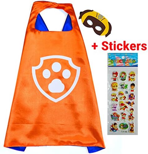 Paw Patrol ZUMA Cape and Mask for Kids - Boys Girls Superheroes Party Costume Children Fancy Dress up Capes for 2 to 11 years - Satin Double-sided - King Mungo - KMSC012