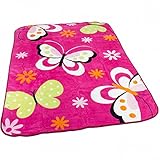 Decke Kinderdecken Schmetterlinge Pink Fuchsia Butterfly Bunt Kuscheldecke Spieldecke, Grösse:155x215 cm