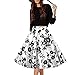 Produktbild Maovii Damen Elegant A-linien Blumenrock Mode Knielang geblühmt Rock Hohe Floral Druck Faltenrock Taille Röcke (EU 38(Herstellergröße:M), Floral 3)