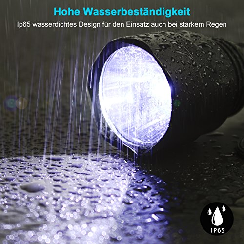 1000 Lumen C8 LED Taschenlampe von BYBLIGHT, Superhelle Taktische Taschenlampe LED aufladbar, Cree XML T6 Chips, IP65 Wasserdichte, 5 Modus,Hochwertigere Handlampe set, für Outoor, Camping, Wandern, Notfälle und Haushalt (Inkl. 18650 Akku und AC-Ladegerät) - 6