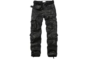 MUST WAY Men's Cargo Trousers Army Camo Combat Casual Fishing Hiking Work Trousers with 8 Pockets