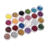 24 colores de polvo de Hexagon paleta de Nail Art con purpurina en polvo (Diámetro alrededor de 1 mm)