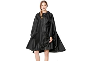 Anyoo Lightweight Waterproof Rain Poncho Reusable Ripstop Breathable Raincoat with Hood for Outdoor Activities, One Size