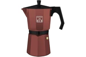 Cecotec Cafetera Italiana Mokclassic 900 Garnet. Cafetera de Aluminio, Apta para Gas, Eléctrica y Vitro, 9 Tazas, Junta de Silicona, Mango Ergonómico y Termorresistente, Filtro y Válvula en Inox