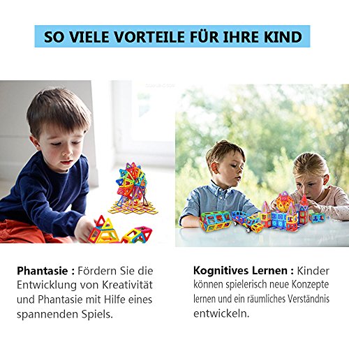 Magnetische Bausteine | infinitoo 76+1tlg 2.Version Größe Magnetische Bauklötze XXL | Große Magnetische Konstruktionsbausteine Konstruktion Blöcke | Tolles Weihnachtsgeschenk Magnetspielzeug Lernspielzeug für Baby,Kleinkinder ab 3 Jahre | Perfekt für den Einsatz zu Hause, in Schulen, Picknick, Kindertagesstätten etc. - 3