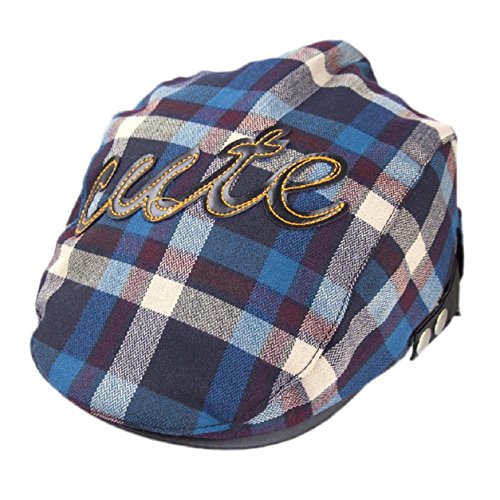 Malloom® Baby Kids Toddler Plaid Beret Cap Hat Cap (Blue)