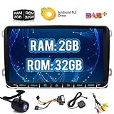 ❤ Audio- und Video-Genuss: Bluetooth 4.0 mit speziellem Mikrofon für klarere Freisprechfunktionen, BT-Musik- und Audio-Streaming, 1024 x 600 HD-Touchscreen, unterstützt 1080P HD-Video. WLAN/Bluetooth OBD2, Spiegel-Link, USB-DVR-Kamera, Rückkamera.